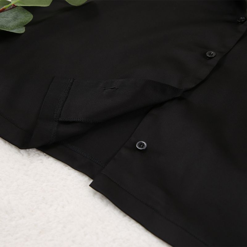 Kvinne Natttøy Hjemmeklær for kvinner Langermede dresser Silkeskjorte tynne bukser Todelt pyjamas for kvinner_voghion.com