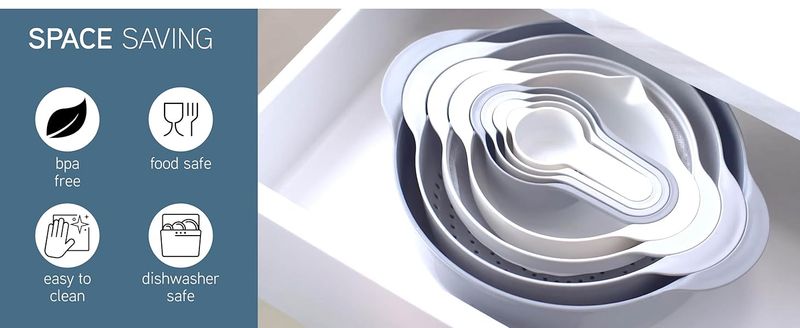 COOK WITH COLOR Nesting Bowls With Measuring Cups Colander And Sifter Set - Includes Mixing Bowls, Colander,Sifter And Measuring Cups, Pink, 8 Pc Bowl_voghion.com