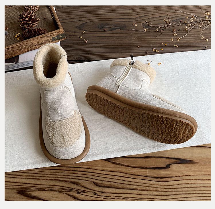 Women's Shoes new flat soled plus velvet cotton shoes winter warm women's shoes_voghion.com