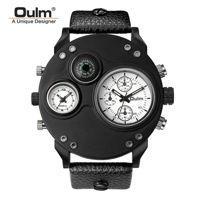 Orologio da uomo al quarzo con doppio movimento, stile punk, quadrante grande e multifunzione, bussola_voghion.com