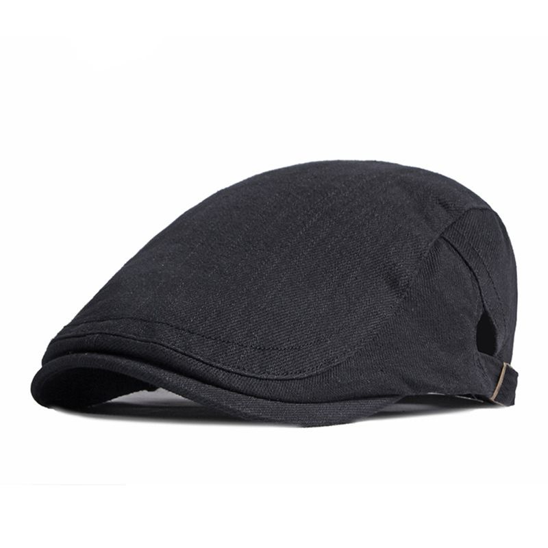 Neuheiten FLAT CAP Sommer Baskenmütze für Männer Baumwolle Beige Newsboy Britischer Stil Solide Flat Cap Einstellbar 55-60cm Schwarz Armee Grün Grau_voghion.com