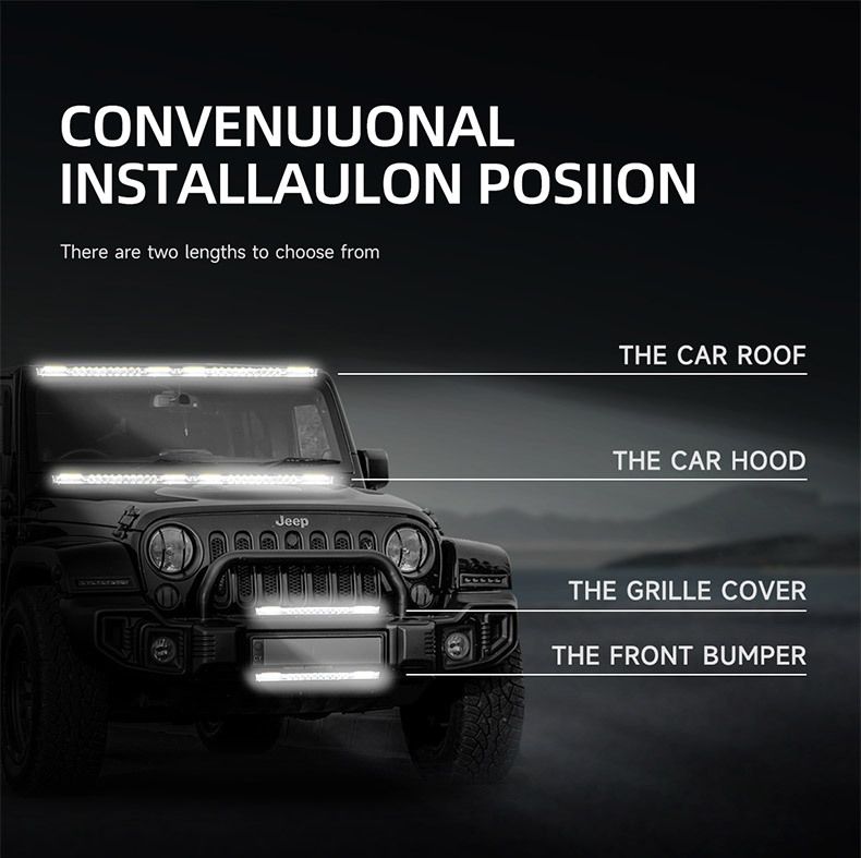 bil LED lång spotlight lastbil center nät ljus modifiering superstarkt starkt ljus off-road fordon takljus vitt ljus_voghion.com