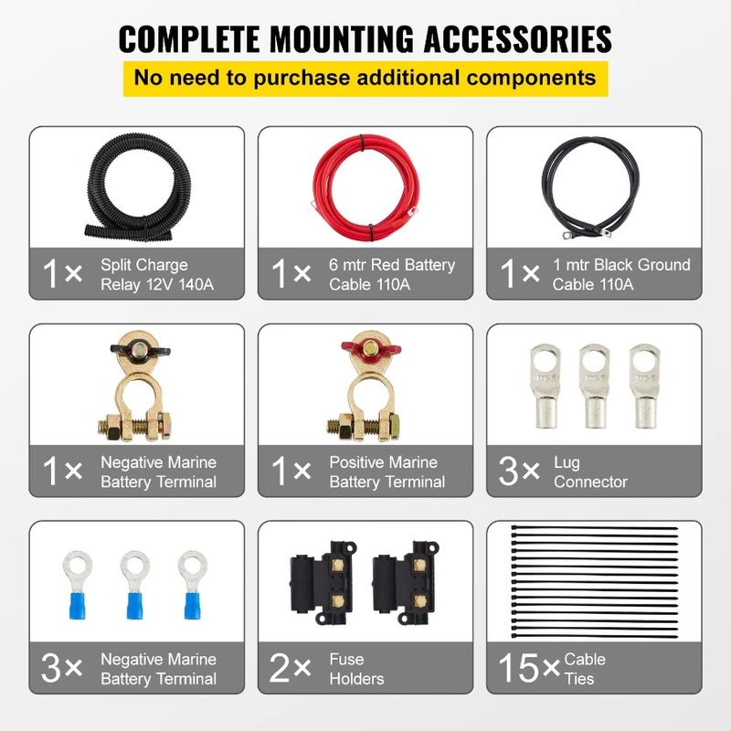 Automatic RV With Relay Relay 6mtr Charge 12V, Sense VSR, Compatible Voltage With Dual Kit Split Kit, Isolator 140AMP Battery_voghion.com