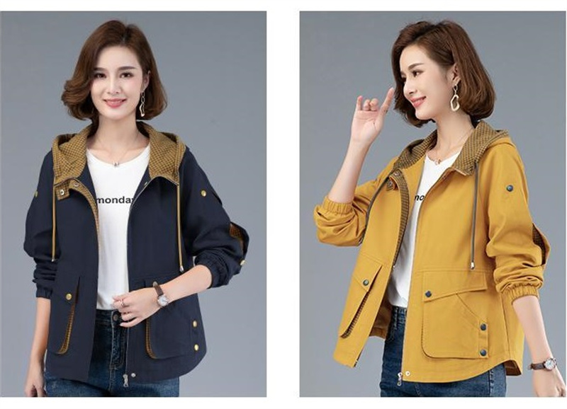 2022 NEW Spring Autumn Short jacket Middle-Aged Women Hooded Tops Loose Casual Coat Large Size Mother Outerwear_voghion.com