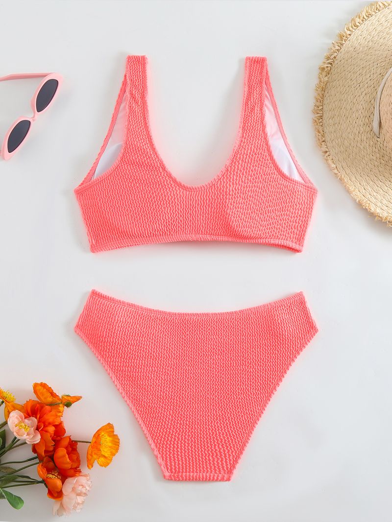 Kadın Giyim Bikini Modası Düz Renk Tatil Seksi Sıcak Mayo_voghion.com