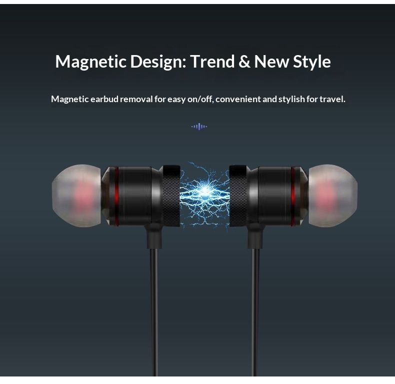 Auricolari stereo Bluetooth sportivi wireless a doppio orecchio, batteria a lunga durata, auricolari magnetici da appendere al collo, auricolari di marca_voghion.com