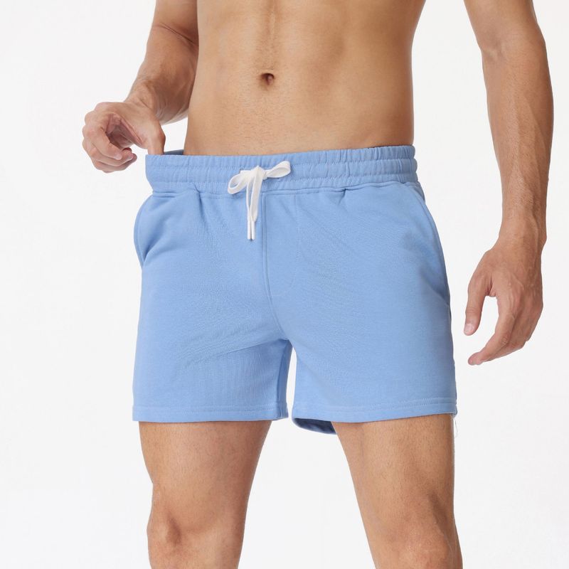 Premium Products Solid Color New Cotton Sports Running Fitness Trendy Men's Three High Elasticity Casual Four Quarter Pants, Shorts_voghion.com