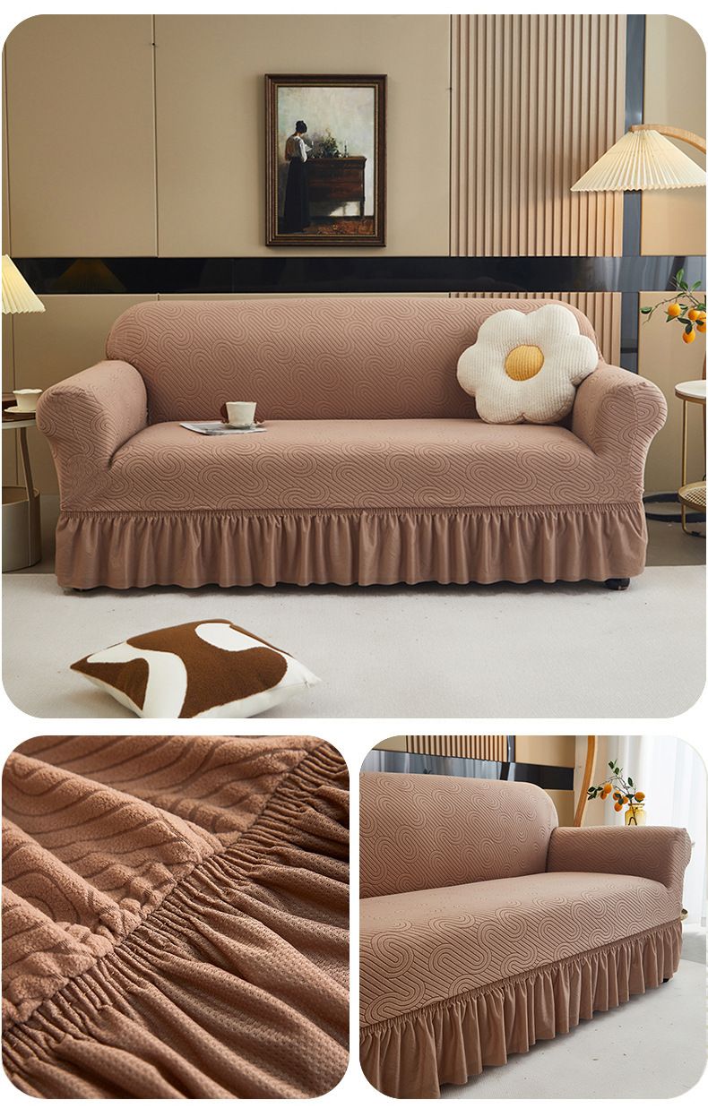Copridivano elastici con gonna a onde d'acqua - Copridivani elastici universali per divani da 1/2/3/4 posti (8 colori eleganti, casa e ufficio moderni)_voghion.com