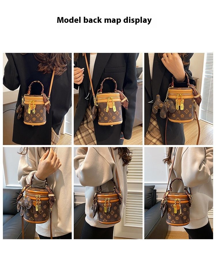 Borsa a secchiello stampata per donna 2024 borsa alla moda borsa a tracolla cilindrica versatile tendenza_voghion.com