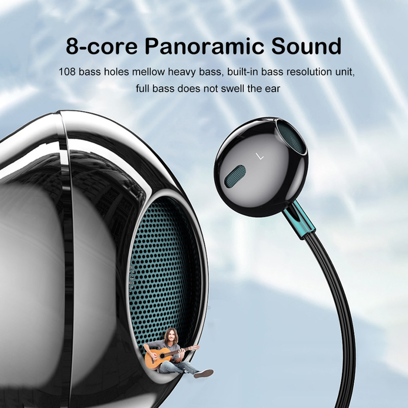 Mini Born Wired In-Ear Headphone 3.5MM Earphones Gaming Headset EarBuds Mini Octa-core Panoramic Sound Dual Microphone Wired Earbuds Heavy Bass Heads_voghion.com