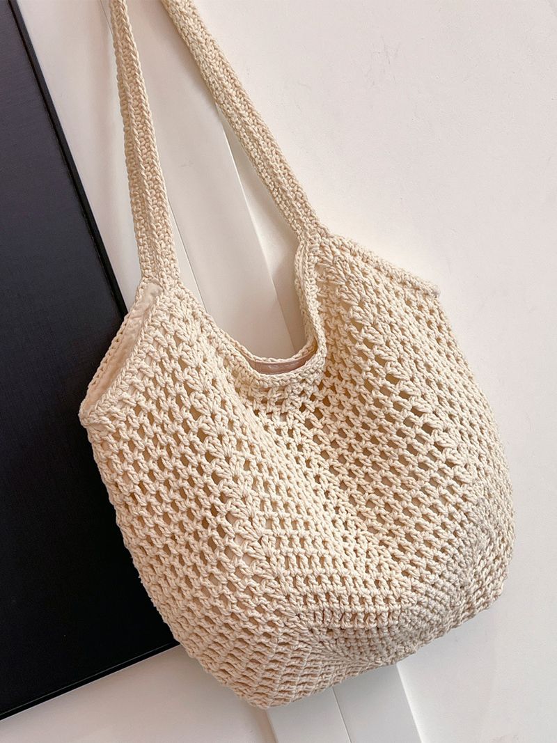 Borsa a tracolla grande e capiente, nuova moda estiva da donna, in corda di cotone intrecciata_voghion.com