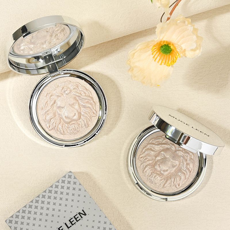 MUGELEEN Lion Ginger High Light Nose Repairing Color Makeup Disc Powder Blusher Ginger One Face Fine Flash High Light Disc_voghion.com