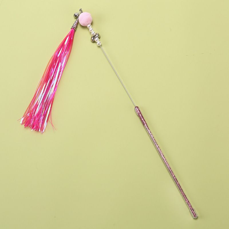 New Colorful Squeaky Paper Teaser Wand With Feather Ball And Bell, Durable Chew Toy, Cat Training Tool, Pet Supplies_voghion.com