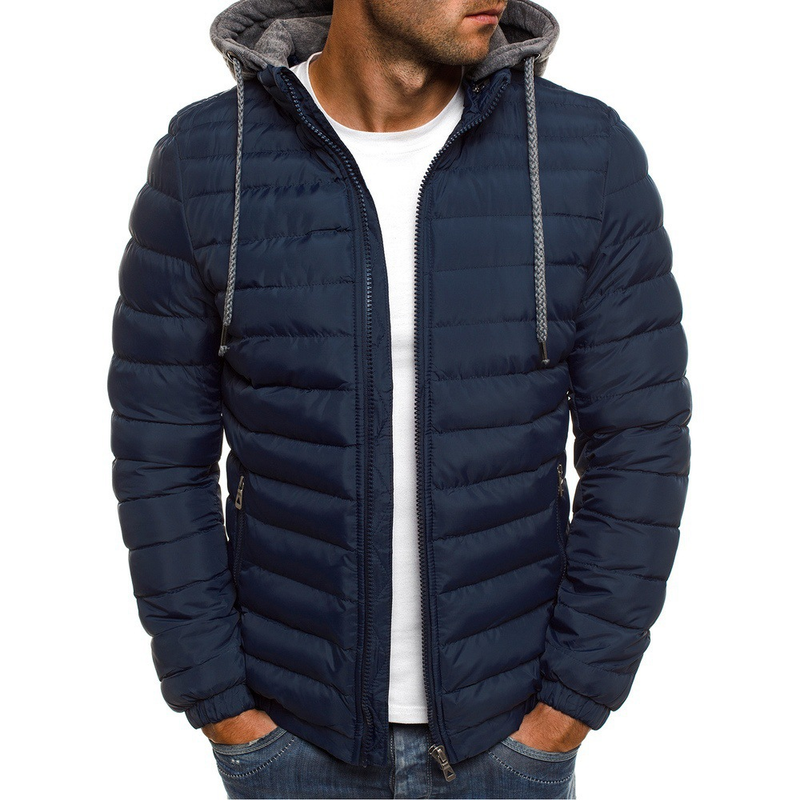 Manteau d'hiver 2021 en duvet pour homme, couleur unie, épais, ample, rembourré en coton, taille européenne_voghion.com