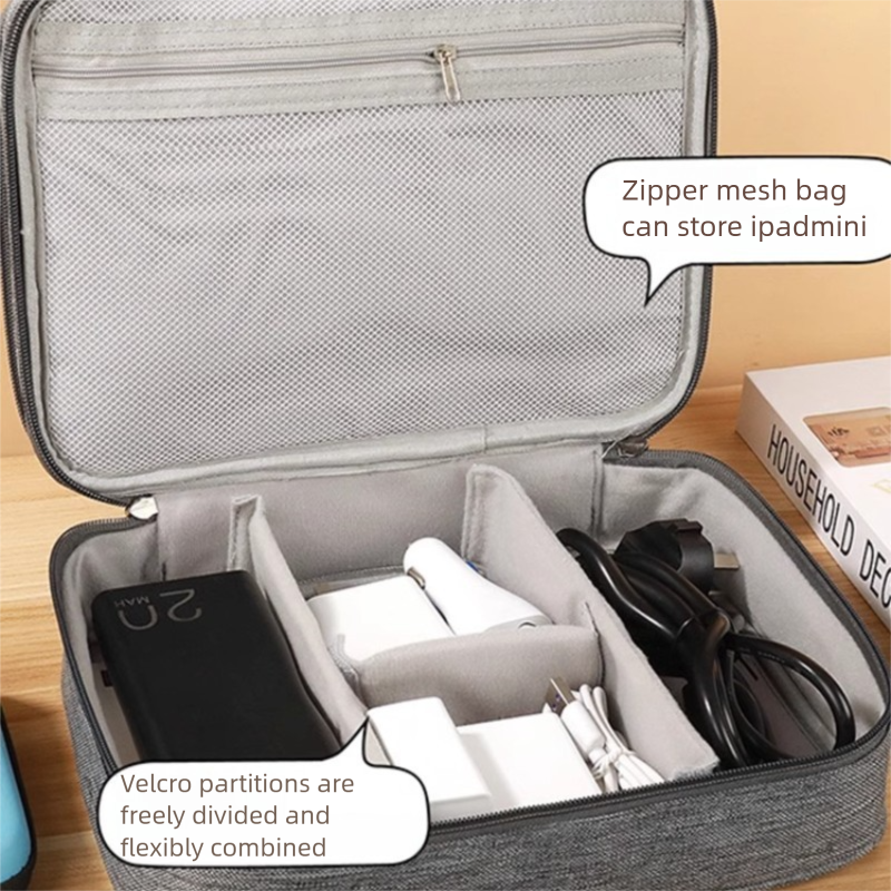 Organizador de cabos Tech - Bolsa à prova d'água para 4 carregadores portáteis + cabos, compatível com TSA, essencial para viagens na UE_voghion.com