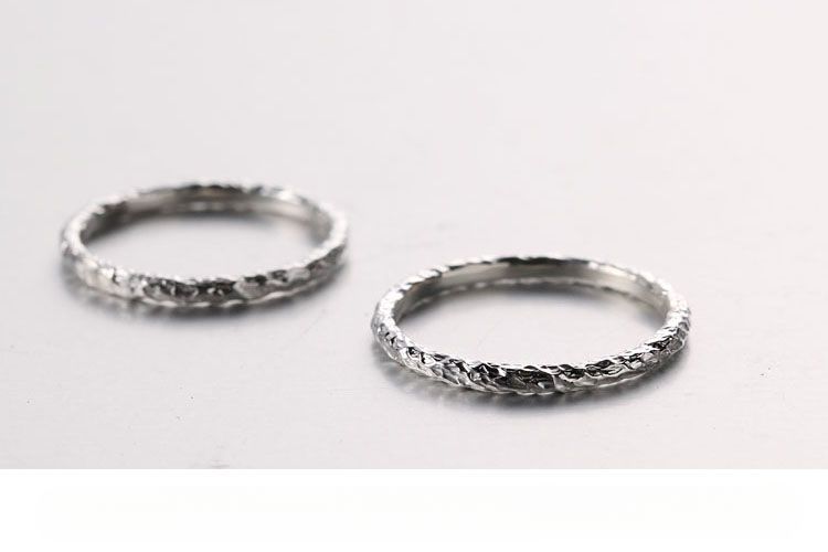 Coppia di anelli da uomo e da donna in argento puro 999 abbinati, in stile coreano giapponese, semplici e fatti a mano, per studenti._voghion.com