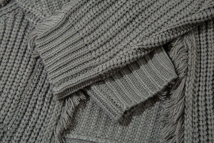 Street Style Tassel Fringe Design Knitted Cardigan For Men Women, Loose And Casual Loose-Fit Sweater_voghion.com