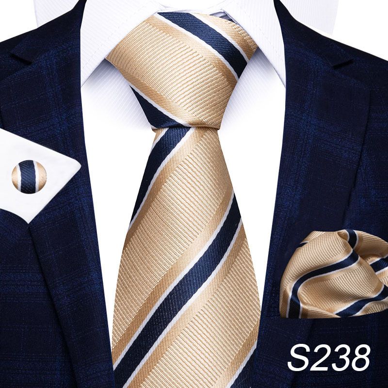 Corbata de seda de poliéster de alta calidad unisex para hombre, corbata formal de color sólido, bolsillo, toalla, gemelos, juego de jacquard_voghion.com