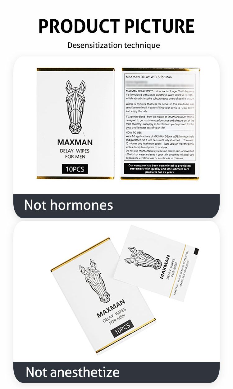 Salviettine umidificate detergenti esterne forti MAXMAN per uomo, per prodotti di ritardo sessuale di coppia, confezione da 10 pezzi_voghion.com