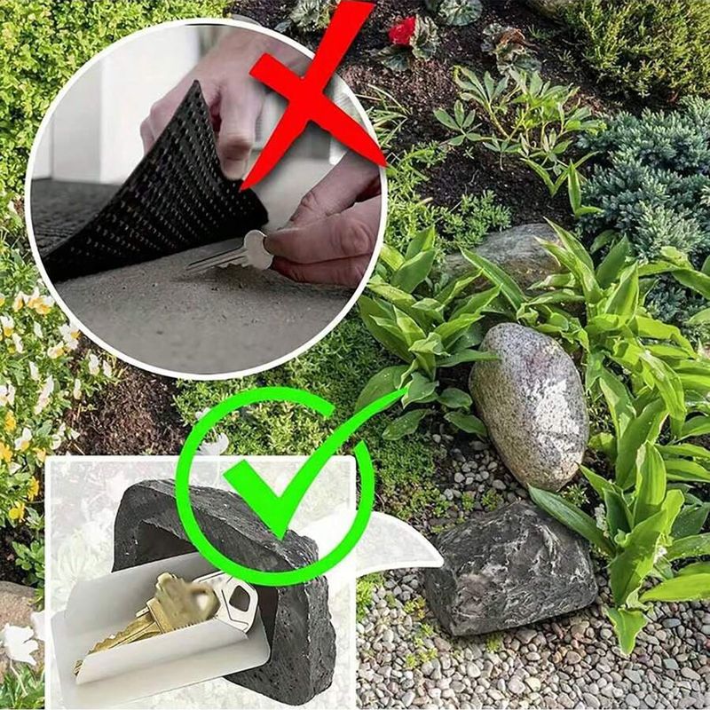 Versteckter Schlüsselhalter – Schlüsselaufbewahrungsbox im Camouflage-Felsen-Design für den Außenbereich, wasserdicht und wetterfest, Kunststein (Ersatzschlüsselversteck mit Zahlenschloss)_voghion.com