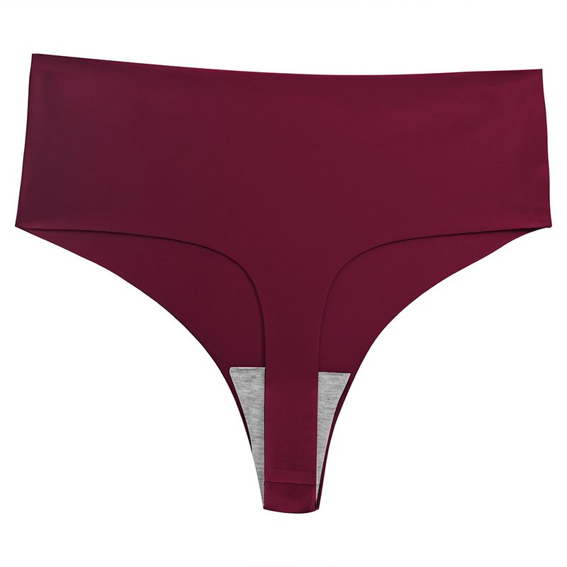2025d Nahtlose Eisseide, breit für Damen, einfarbiger, weicher, schnelltrocknender Tanga mit hoher Taille und Baumwoll-Schritt, hüfthebende Unterwäsche_voghion.com