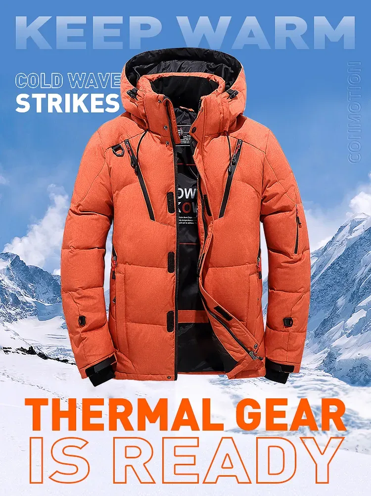 Winter Down Jacket Men White Duck Coat Windproof Warm Travel Camping Overcoat New In Thicken Solid Color Hooded Male_voghion.com