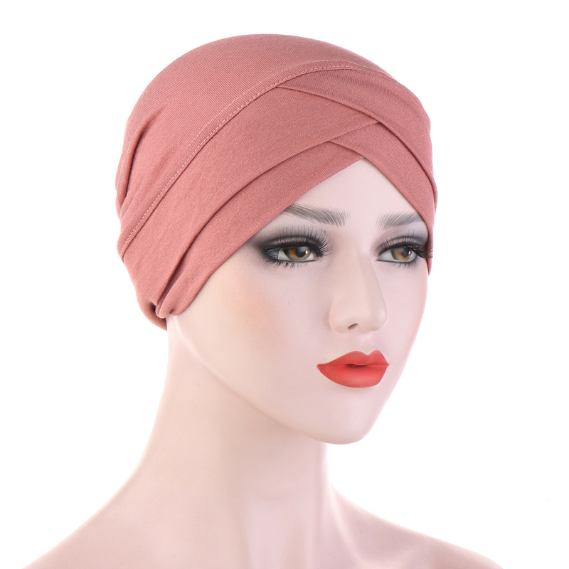 elastická tkanina mercerizovaná bavlna čelo kříž indický klobouk, který může skrýt vlasy turban klobouk se spodním dílem_voghion.com