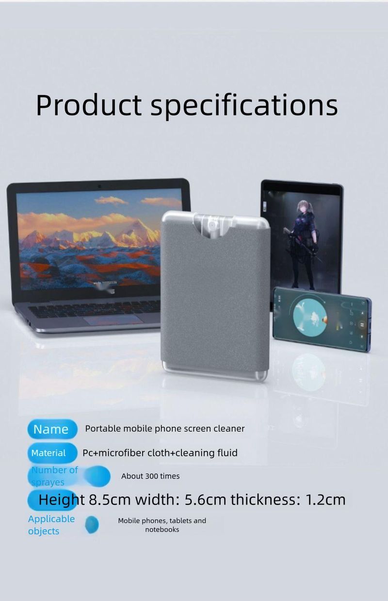 Panno per la pulizia dello schermo del telefono cellulare, del tablet e del display del laptop, spray tutto in uno_voghion.com