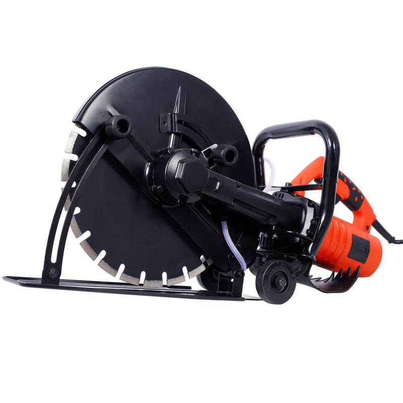Electric 14" Cut Off Saw Wet/Dry Concrete Saw Cutter Guide Roller With Water Line Attachment_voghion.com
