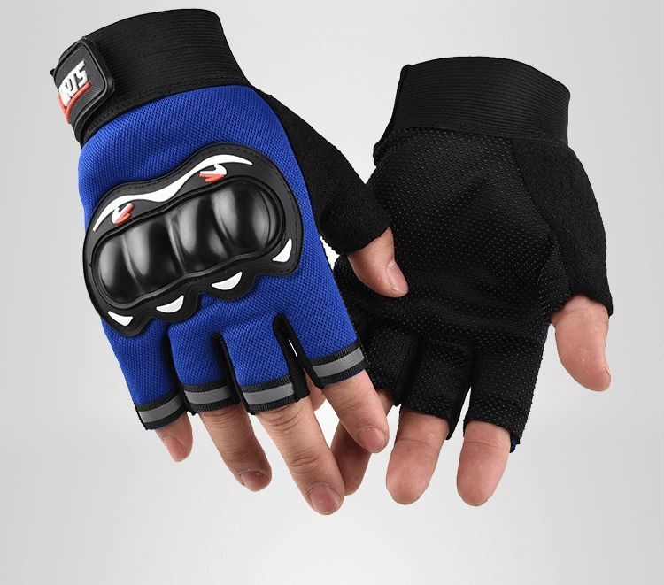 Guanti da motociclista da uomo, protettivi, lunghi, sportivi, traspiranti, da corsa, con mezze dita_voghion.com