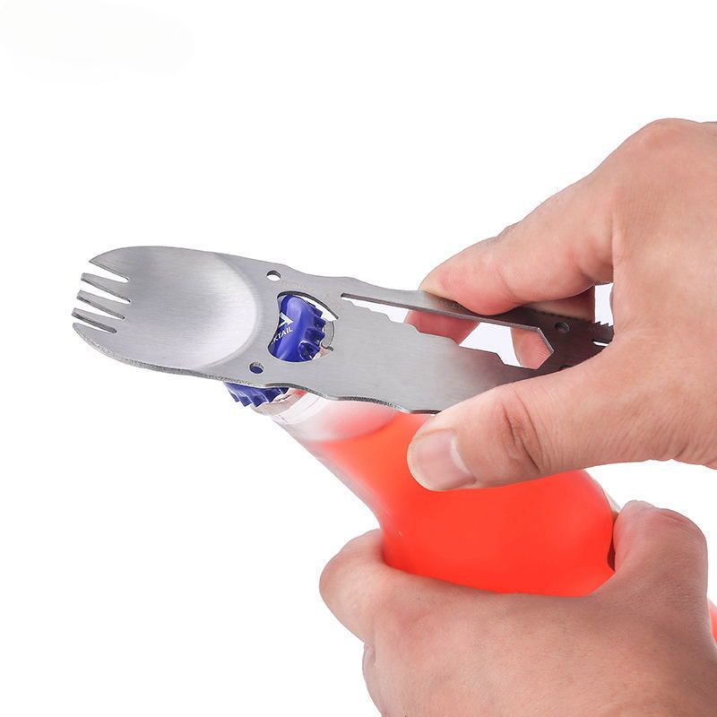 Stainless Steel Spoon Fork Knife Integrated Creative Multifunctional Outdoor Camping Tableware_voghion.com