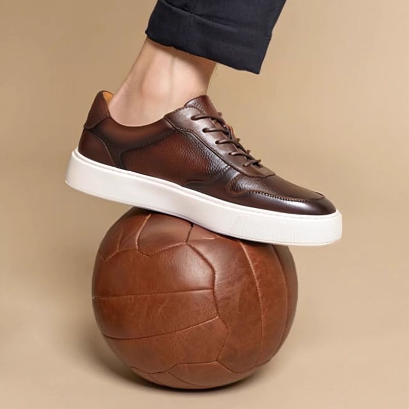 New Style 2025 New Breathable Leather Sneakers High-End Trendy Versatile Fashion Light Luxury Casual Men's Shoes_voghion.com