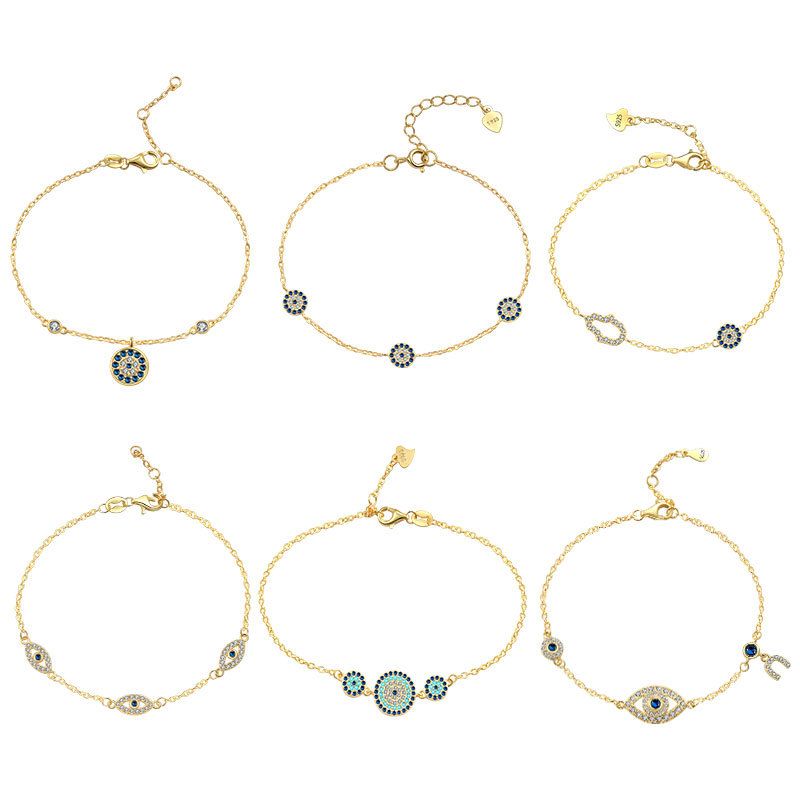 Braccialetto di lusso in argento puro con diamanti e luce, serie Demon Eye, per donna, stile Ins, molto venduto_voghion.com