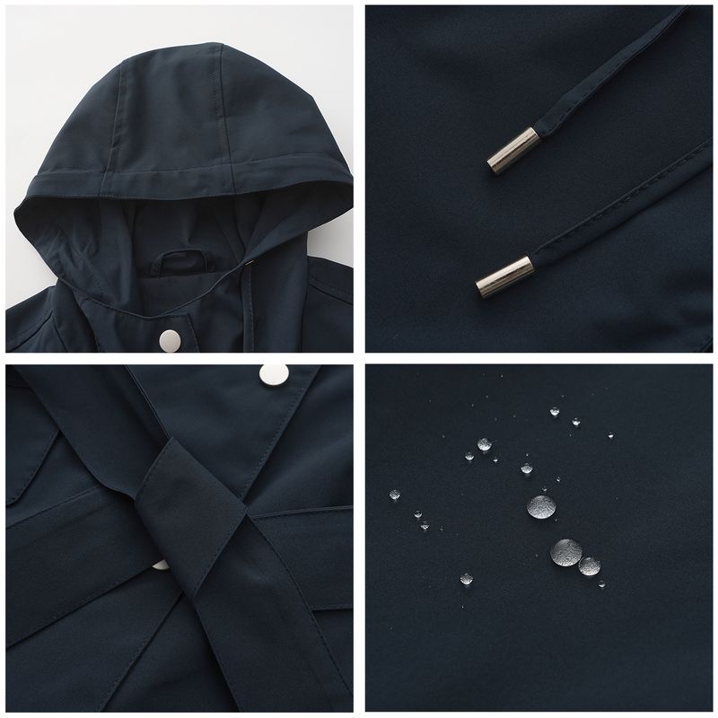 Veste imperméable à capuche avec ceinture pour femme, nouvelle collection printemps et automne 2024, coupe-vent ample et décontracté_voghion.com