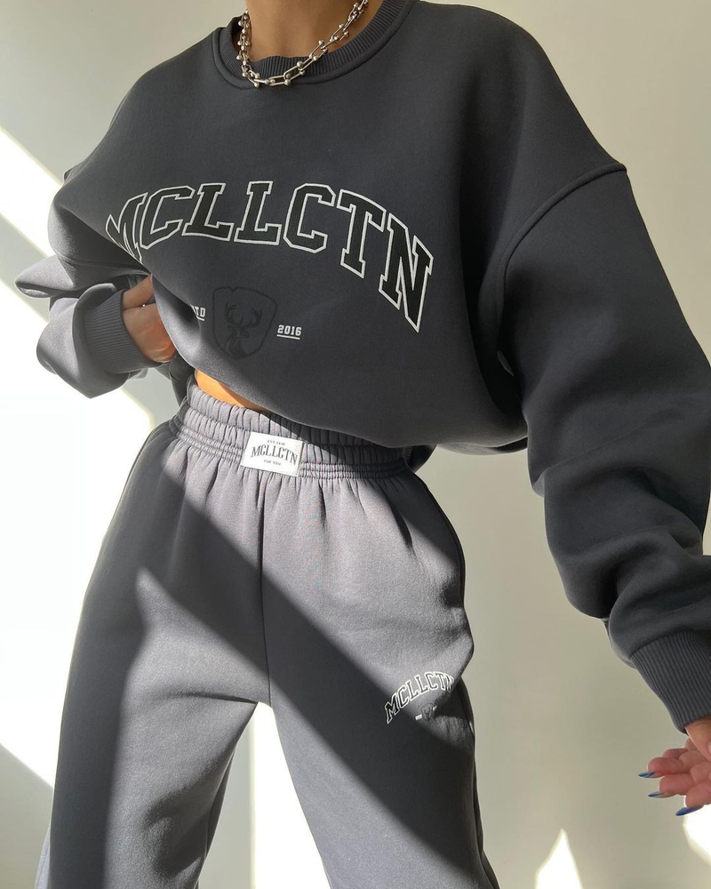 abbigliamento casual europeo e americano transfrontaliero moda stampata abito spesso più felpa in velluto pantaloni a maniche lunghe abito_voghion.com