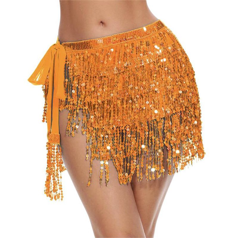 Halloween Belly Dance Four-Layer Tassel Chain Bohemian Hip Skirt New Waist Scarf Sequin Belt_voghion.com