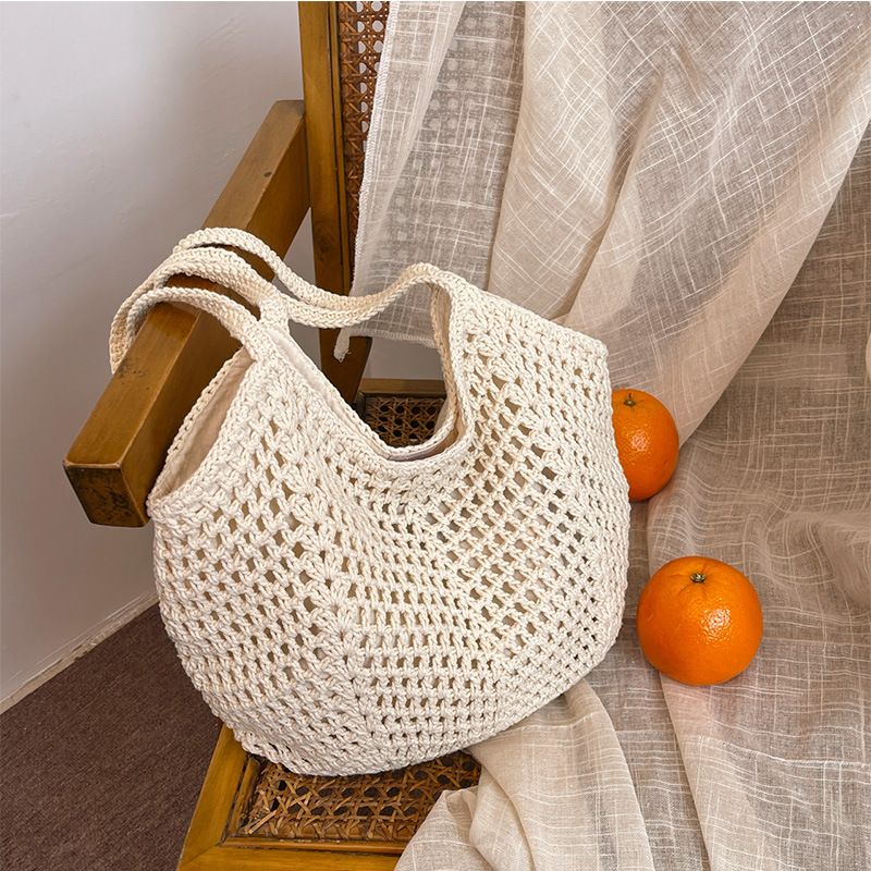 Borsa a tracolla Lazy Wind di grande capacità, nuova moda estiva da donna, in corda di cotone intrecciata_voghion.com