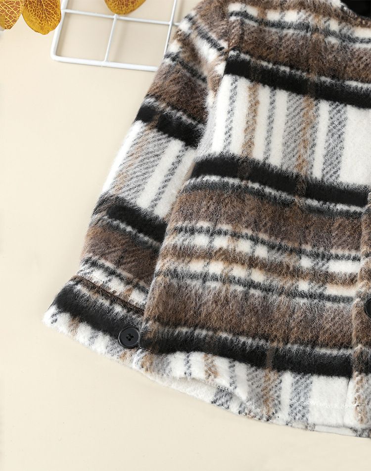 Abito autunnale da ragazzo Camicia a quadri per bambini Cappotto a maniche lunghe Felpa con cappuccio casual da ragazzo Set da due pezzi_voghion.com