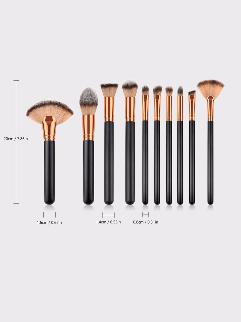 10 pcs Black Makeup Brush Set High Quality Facial Professional Makeup Brushes FINDCOLOR Factory Direct Sales_voghion.com