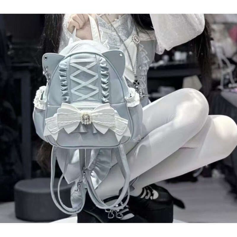 Women's Bag Mineral Lace Cat Ears Student Travel Large Capacity Backpacks_voghion.com