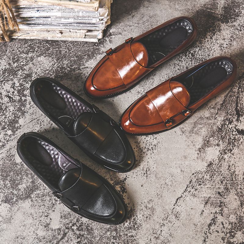 Neu Britischen Stil Kleine Leder Schuhe Für Männer, Koreanische Version Doudou Fuß Pedal Set, Spitz Casual Schuhe,_voghion.com