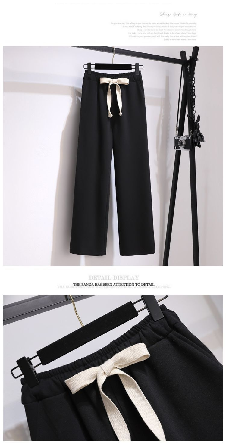 Completo trendy con felpa con cappuccio a maniche lunghe e colletto blu navy e pantaloni larghi con coulisse - Comodo abbigliamento casual da strada, tessuto in poliestere traspirante_voghion.com