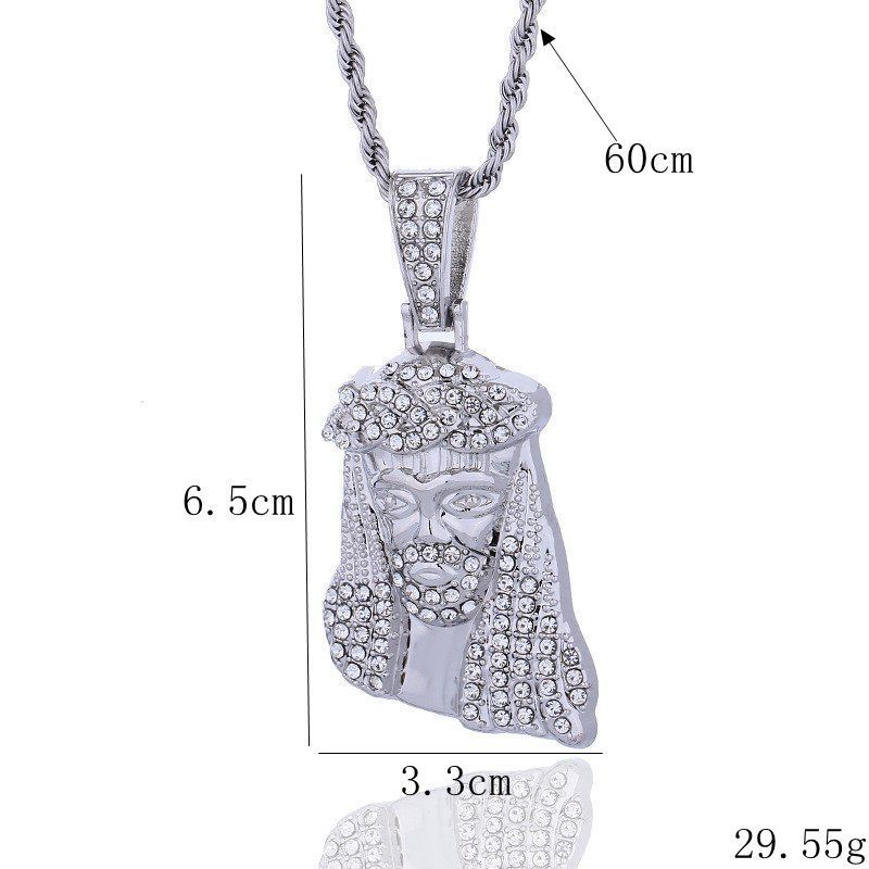 Portrait Pendant Necklace Stainless Steel Gold-plated Diamond-encrusted James With The Same Personality Versatile Hip-hop Chain Pendant European And_voghion.com