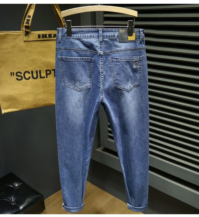 2023 herbst Neue Stickerei Mode Für Männer Slim Jeans Stretch Komfortable Klassische Stil Kleine Füße Denim Hose Männlichen_voghion.com