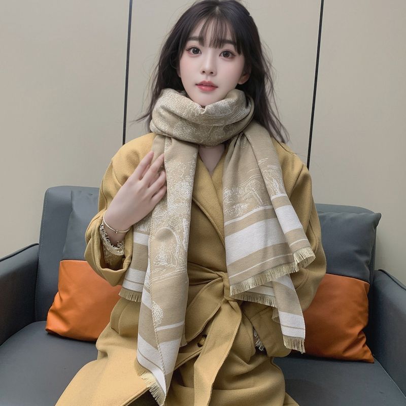 Neu für Damen Winter 2025: Doppelseitiger, langer, schlichter, vielseitiger, warmer Schal/Halstuch für reife Damen, in Schwarz und Weiß erhältlich._voghion.com