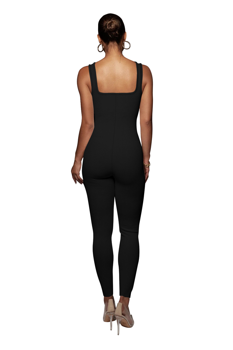 Damen Effenfaarweg Äermellose Vest Romper Fuedem Quadrateschen Ausschnëtt Récklos Hüftlift Slim-Fit Romper_voghion.com