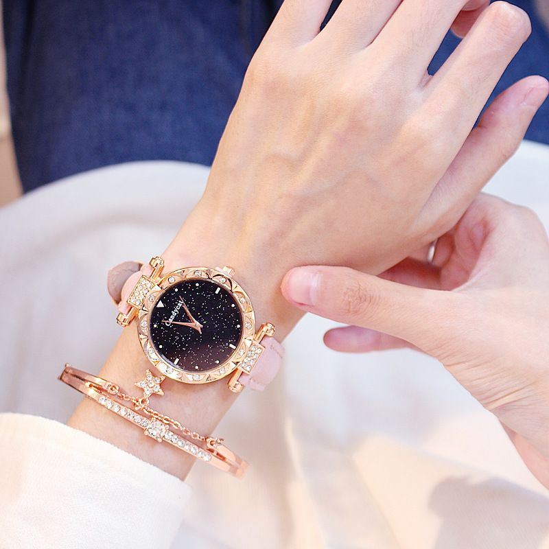 Starry Sky Watch Women's Fashion Trend Simple Women's Watch Student Two-piece Gift Watch Daily Commuter Casual Birthday Valentine's Day Gift_voghion.com
