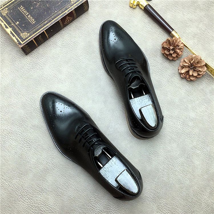 Italian Business Blue With Carve Patterns Fashion Bridegroom Leather Shoes_voghion.com