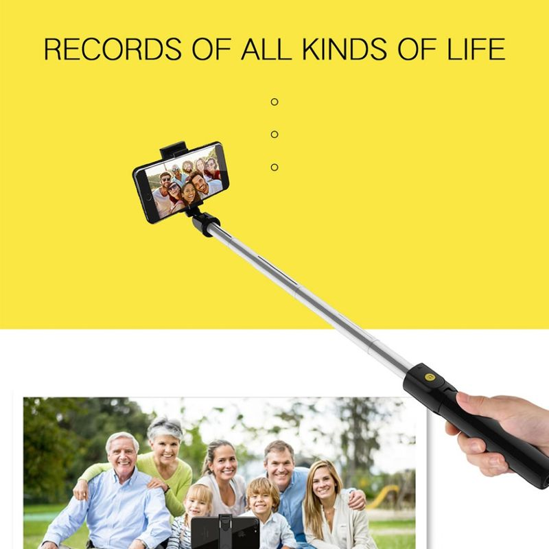 Kunjiuyou Handheld Bluetooth Stand Selfie Stick Remote Shutter για κάμερα τηλεφώνου-Μαύρο_voghion.com