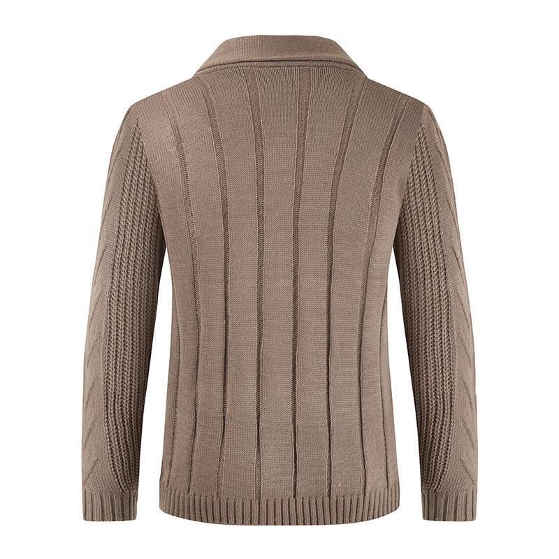 2024 Herbst Herren Neue Strickjacke Einfarbig Personalisierte Abnehmen Einreiher Casual Pullover_voghion.com